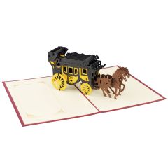 3D Pop-up-Karte Post-Kutsche bordeaux rot