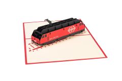 Carte 3D Pop-up SBB CFF Locomotive rouge