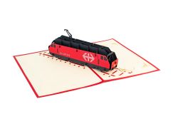Carte 3D Pop-up SBB CFF Locomotive rouge