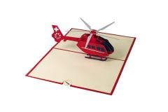 3D Pop-up-Karte Rega Helikopter rot