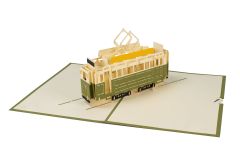 Carte 3D Pop-up Tram nostalgique vert