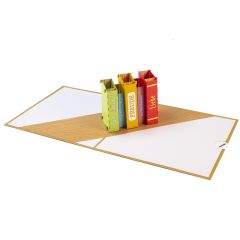 3D Pop-up-Karte Bücher Liebe, Glück, Freude  gold