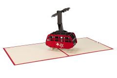 3D Pop-up-Karte Gondelbahn rot