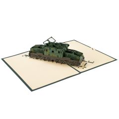 3D Pop-up-Karte Lokomotive "Crocodile" grün