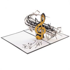3D Pop-up-Karte Notenschlüssel schwarz