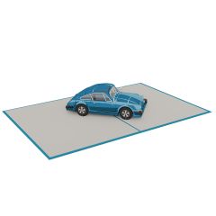 3D Pop-up-Karte Porsche 911 blau