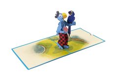 3D Pop-up-Karte Globi mit Papagei blau
