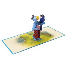 3D Pop-up-Karte Globi mit Papagei blau