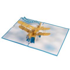 3D Pop-up-Karte Doppeldecker- Happy Birthday blau