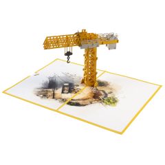 3D Pop-up-Karte Kran gelb