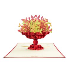 ACTION ** Carte 3D Pop-up Vase avec des fleurs rouge