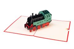 3D Pop-up-Karte Dampflok rot