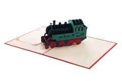 Carte 3D Pop-up Locomotive rouge