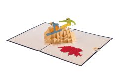 3D Pop-up-Karte Skifahrer blau