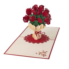 3D Pop-up-Karte Rosenstrauss rot