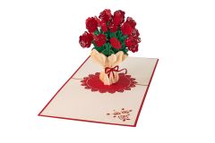 Carte 3D Pop-up Bouquet de roses rouge