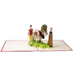 3D Pop-up-Karte Alpaufzug Kuh