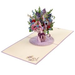 3D Pop-up-Karte Bouquet lila