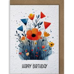 Carte graine Growing Paper voeux fleuris et colorés Happy Birthday