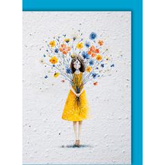 Growing Paper-Karte M&auml;dchen mit Blumen 