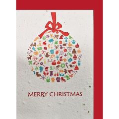 Carte graine Growing Paper Boule Noël Merry Christmas