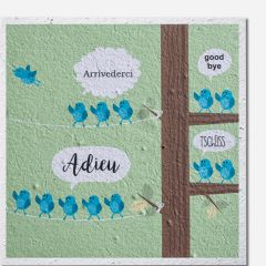 Carte graine Growing Paper carré oiseaux sur une branche Adieu Arrivederci