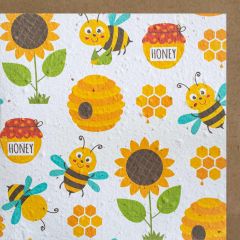 Carte graine Growing Paper carré Abeilles à miel Honey