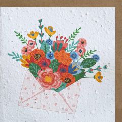 Carte graine Growing Paper carré Bouquet de fleurs dans l'enveloppe