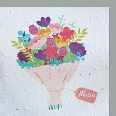 Carte graine Growing Paper carré Bouquet de fleurs multicolore Merci