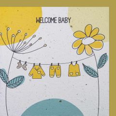 Carte graine Growing Paper carré corde à linge Welcome Baby