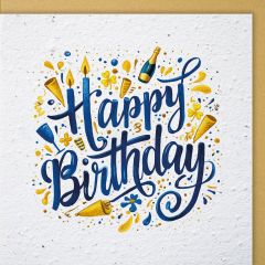 Growing Paper-Karte quadrat Happy Birthday Lettering