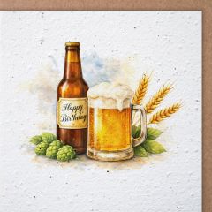 Growing Paper-Karte quadrat Bier Happy Birthday