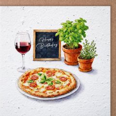 Growing Paper-Karte quadrat Pizza Happy Birthday