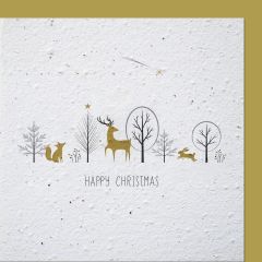 Growing Paper-Karte quadrat Waldtiere Happy Christmas