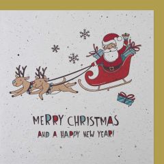 Growing Paper-Karte quadrat quadrat Santa mit Rentierschlitten Merry Christmas