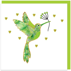 fromJUDE-Karte von Hand veredelt Heartfelt - Kolibri grün