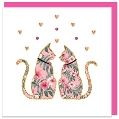 Carte fromJUDE fini à la main Heartfelt - Amour de chat rose
