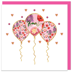 Carte fromJUDE fini à la main Heartfelt - Ballons de fleurs rose