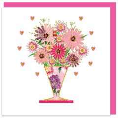 fromJUDE-Karte von Hand veredelt Heartfelt - Blumenstrauss pink
