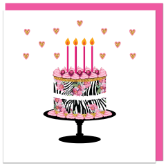 fromJUDE-Karte von Hand veredelt Heartfelt - Geburtstagstorte pink