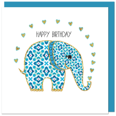 fromJUDE-Karte von Hand veredelt Heartfelt - Elefant blau Happy Birthday 