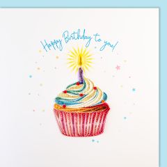 Quilling-Karte Cupcake Happy Birthday to you