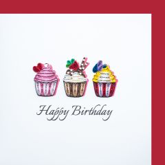 Carte Quilling Trois Cupcakes Happy Birthday