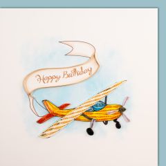Quilling-Karte Flugzeug Ballone Happy Birthday