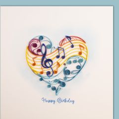 Quilling-Karte Notenherz Happy Birthday