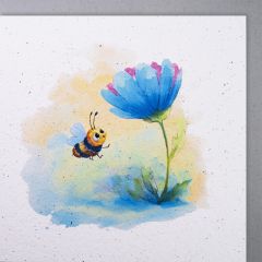 Carte papier fait à la main abeille sur fleur