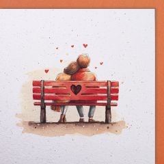Carte papier fait à la main couple sur un banc