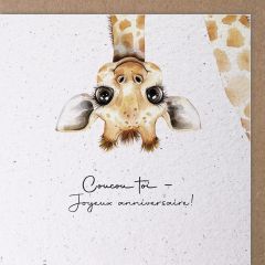 Carte papier fait à la main Girafe Coucou toi – joyeux anniversaire