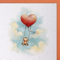 Handmade Paper Karte Baby auf Herzschaukel