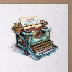 Handmade Paper Karte Schreibmaschine Happy Birthday